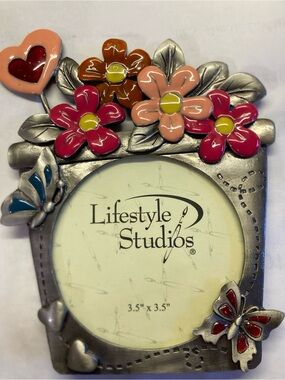 Frames enameled Pink & Red Floral Picture Frame-set of 2 for 3.5” photo desktop